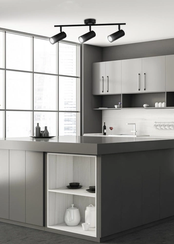 Moderní stropní svítidlo Colly černé 3bodové s nastavitelnými stínidly do obýváku