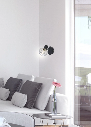 Nástěnné svítidlo Oslo černé s chromem, ocelové, nastavitelné do obýváku, ložnice nebo nad zrcadlo