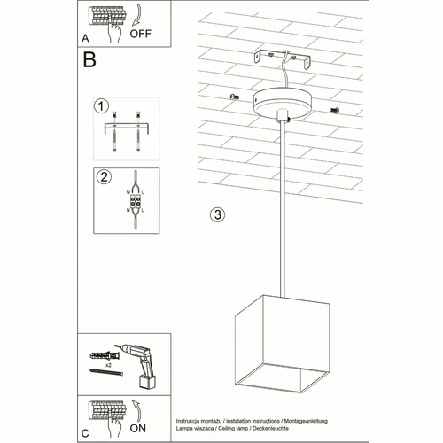 Závěsné svítidlo Quad 1 bílé moderní nad jídelní stůl a do kuchyně Sollux Lighting