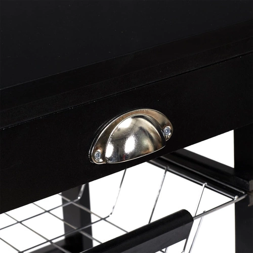 Intesi Troy kovový barový vozík na kolečkách do kuchyně a obýváku, moderní, černý, dvouúrovňový