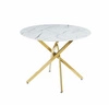 Kulatý skleněný stůl Edward bílý mramor 100 cm glamour do jídelny a obýváku Intesi