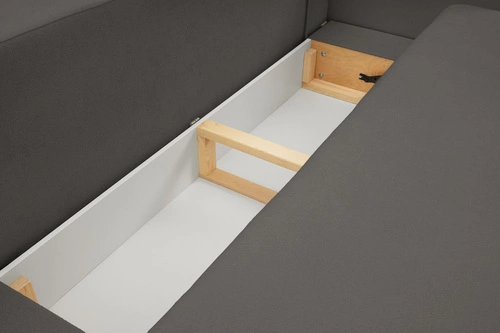 Rozkládací pohovka Salby antracitová 3místná s funkcí spaní a úložným prostorem do obýváku