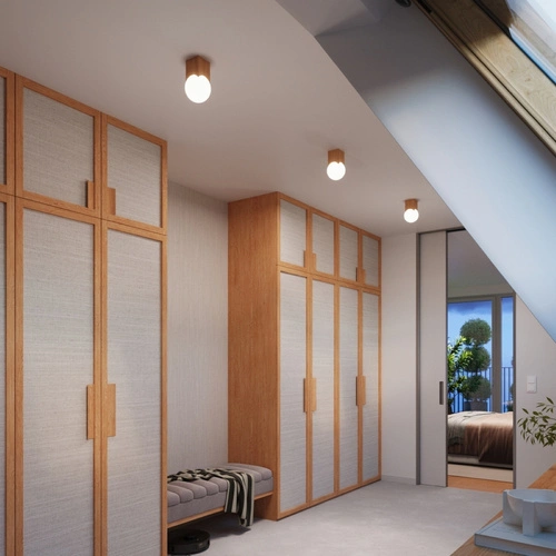 Stropní svítidlo SOLIS moderní dřevěné bílé do obýváku a ložnice 12 cm SOLLUX