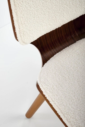 Dřevěná jídelní židle Sandrine Intesi krémová ořech čalouněná boucle vintage