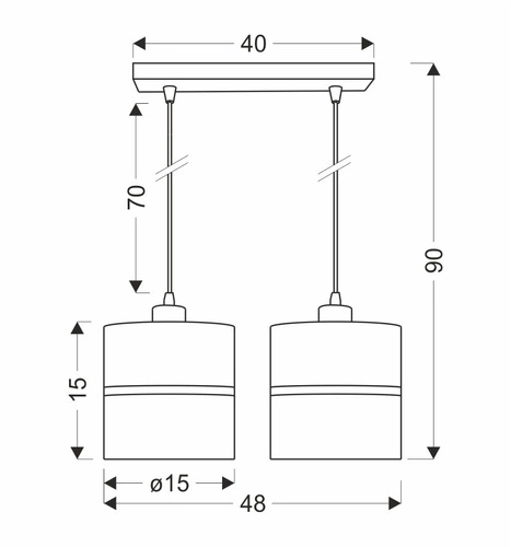 Assam závěsná lampa černá+zlatá 2x60W E27 stínidlo černé+zlatý pruh