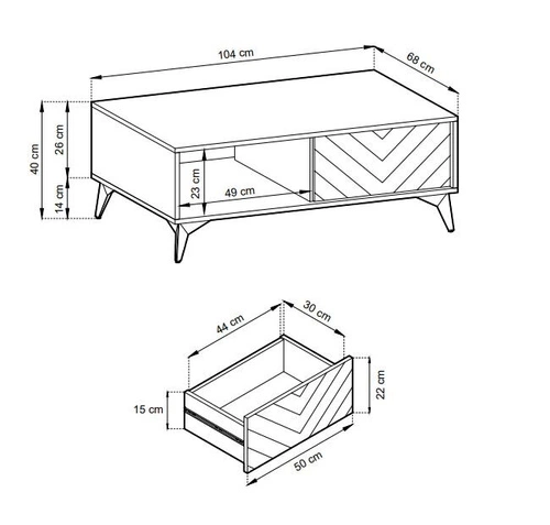 Sada nábytku do obývacího pokoje Fargo ve tvaru rybí kosti