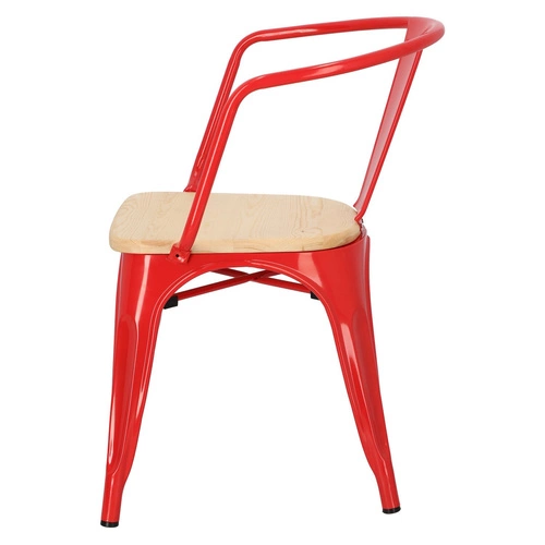 Židle Paris Arms Wood červená, sedák borovice natural