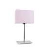 Noční lampička do ložnice AMALFI moderní se stínidlem světle růžová na chromované konstrukci