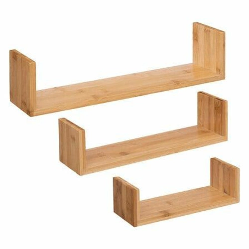 Sada 3 nástěnných polic Fixy bambusové dřevěné police na knihy a dekorace do obývacího pokoje 5five