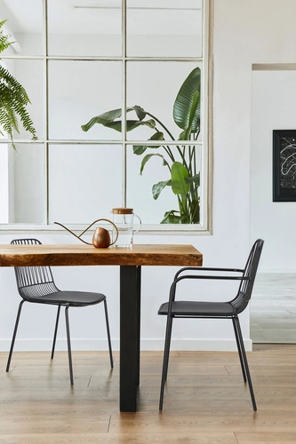 Kovová jídelní židle Willy Intesi černá s polštářem z ekokůže moderní industriální