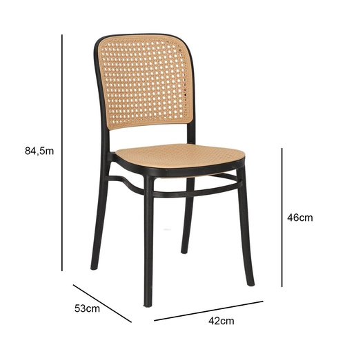 Jídelní židle Antonio Intesi černá plastová stohovatelná ve stylu Thonet