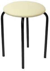 Moderní béžová taburetka k toaletnímu stolku Francis Intesi z ekokůže a kovu do obývacího pokoje