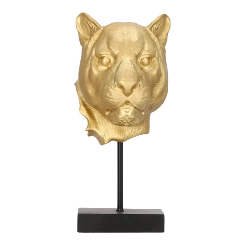 Dekorační soška lev Lion zlatý glamour Atmosphera na černém podstavci do obýváku 35,5 cm