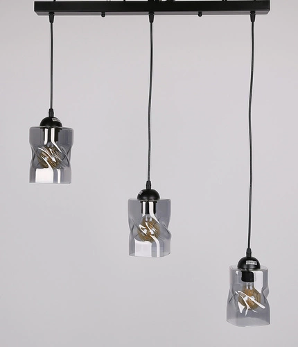 Závěsná lampa Felis černá 3x60W E27 kouřové stínítko