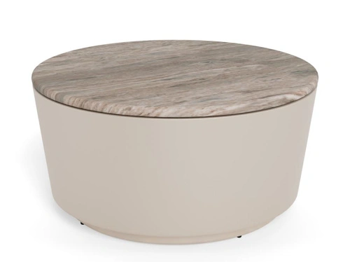 Konferenční stolek Cangas kulatý 80 cm šedý mramorový moderní do obýváku