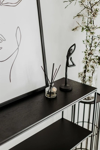 Přístavný konzolový stolek STAM 280 černý dub moderní s policí do obývacího pokoje a předsíně NORDIFRA