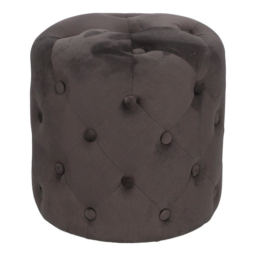 Sametový kulatý taburet Adriana šedý pro glamour obývací pokoj 38 cm Atmosphera