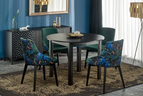 Rozkládací kulatý jídelní stůl Nigo černý 102–142 cm moderní Intesi