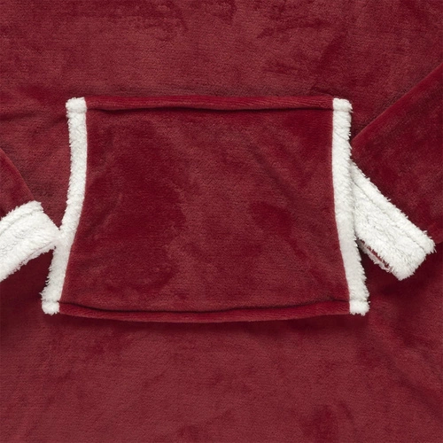 Intesi Snuddie fleecová deka s kapucí bordó teplá na pohovku do obýváku