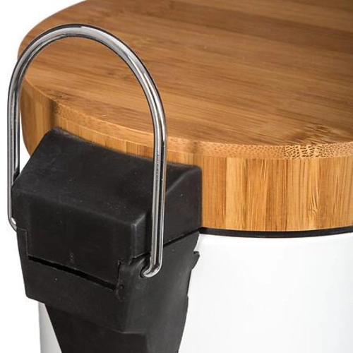 Koupelnový odpadkový koš Natureo 3 l bílý s bambusovým víkem a pedálem 5five