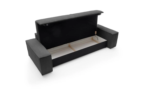 Rozkládací pohovka Molde tmavě šedý manšestr s úložným prostorem do obýváku pro 3 osoby