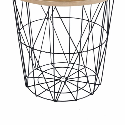 Kulaty konferenční stolek Salvatore 42 cm přírodní dub černý moderní do obýváku Intesi