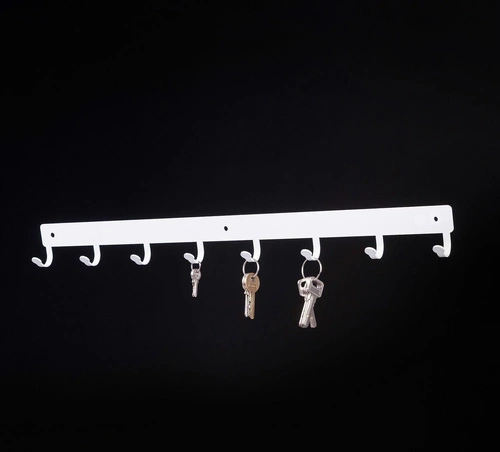 Intesi moderní nástěnný věšák do předsíně bílý kovový lišta 60 cm 8 háčků