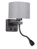 Nástěnné svítidlo Polo 1x40W E27 + 2W LED černé stínítko kulaté šedé