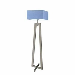 Stojací lampa do obýváku JAWA Lysne modrá moderní dřevěná s textilním stínidlem 138 cm