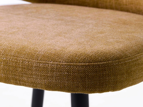 Čalouněná žlutá jídelní židle Naws s černými kovovými nohami moderní