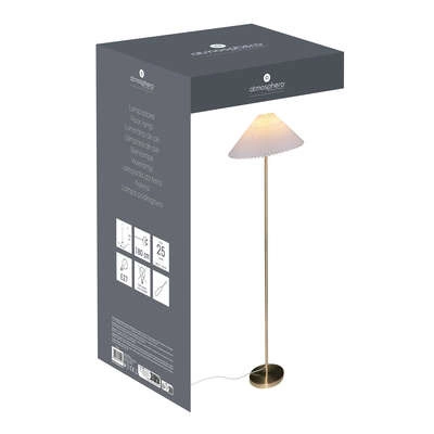 Stojací lampa do obýváku Jil zlatá s bílým stínidlem 150 cm moderní Atmosphera