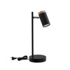 Stolní lampa Lagos černá kovová s dřevem moderní noční lampička do ložnice 35 cm
