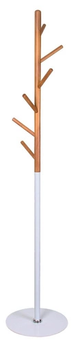 Pepile moderní stojanový věšák do předsíně bílý s bukovým dřevem Intesi 170 cm