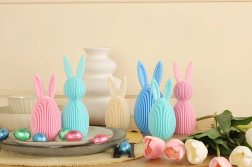 Velikonoční dekorace Intesi vajíčko s oušky růžové glamour na stůl nebo komodu 13,5 cm