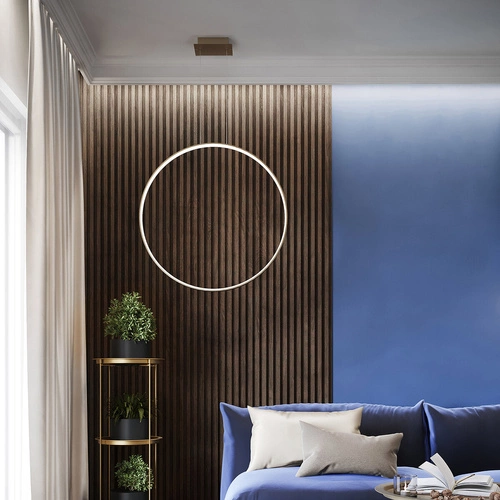 Závěsné LED svítidlo RIO 55 moderní zlaté do obýváku a jídelny průměr 55 cm