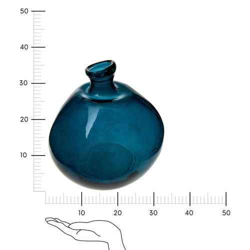 Skleněná váza Dame Jeanne 33cm modrá