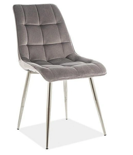 Šedá sametová jídelní židle Plaid Intesi moderní glamour do jídelny a obýváku