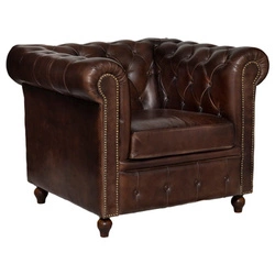 Kožené křeslo Chester do obýváku a pracovny hnědé vintage s područkami Atmosphera