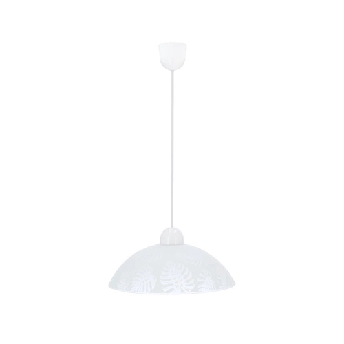 Závěsné svítidlo Alcara bílá skleněná s dekorem, nastavitelná do obýváku a jídelny 80 cm