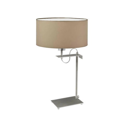 Noční lampička do ložnice Alaska moderní béžová s látkovým stínidlem na stříbrné konstrukci 55 cm