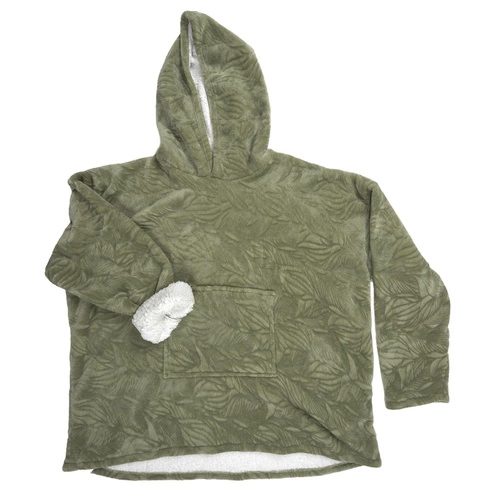 Zelená fleecová deka s kapucí Intesi Snuddie, teplá deka do obýváku