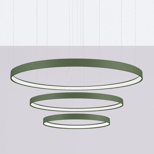 LED lustr RIO 3 moderní zelená olivová nastavitelný do obýváku, kuchyně a jídelny
