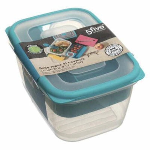 Modrý hermetický lunchbox s přihrádkami 1,7 l 5five Simply Smart do školy i práce