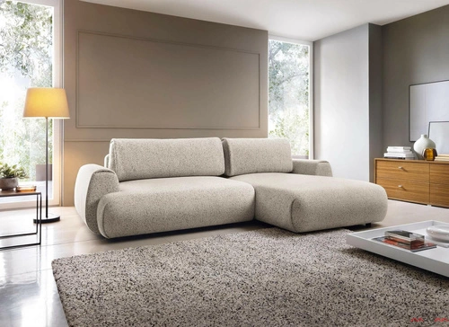 Moderní rozkládací rohová sedačka do obýváku Ljung pravá šedá s úložným prostorem Intesi