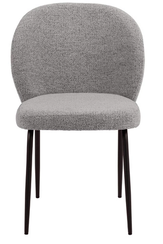 Čalouněná jídelní židle Patricia šedá, moderní, s černými kovovými nohami Actona