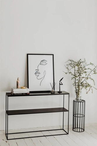 Přístavný konzolový stolek STAM 280 černý dub moderní s policí do obývacího pokoje a předsíně NORDIFRA