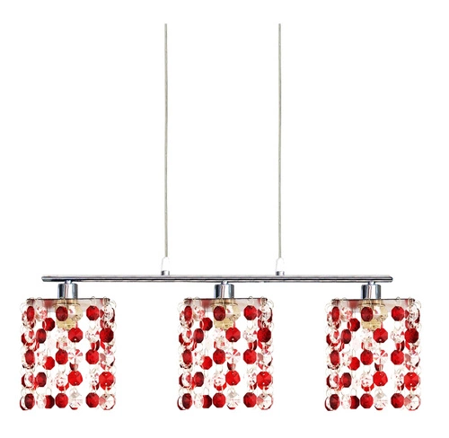 Závěsné svítidlo Classic červené skleněné 3bodové do obýváku, kuchyně nebo jídelny