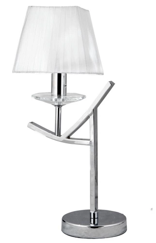 Valencia moderní stolní lampa v chromu s textilním stínidlem do ložnice a obýváku 45 cm
