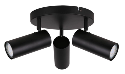 Stropní svítidlo Colly černé 3bodové loftové do obýváku a kuchyně s otočnými stínidly