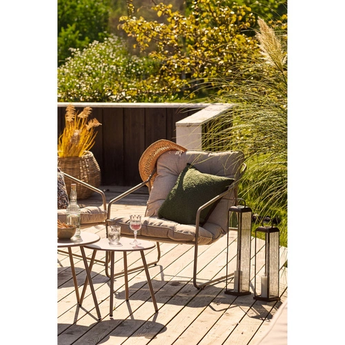 Nilo moderní zahradní nábytková sestava ocelová písková s polštáři na terasu